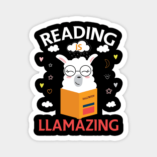 Reading Is Llamazing Gift Reading Llama Lovers Gift Magnet