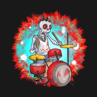 Cool Skeleton Drumming Skull T-Shirt