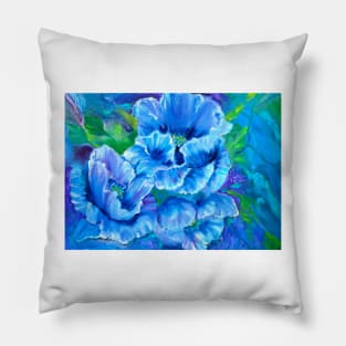 Blue Poppies Pillow