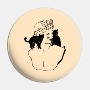 Greek God Black Cat in beige Pin