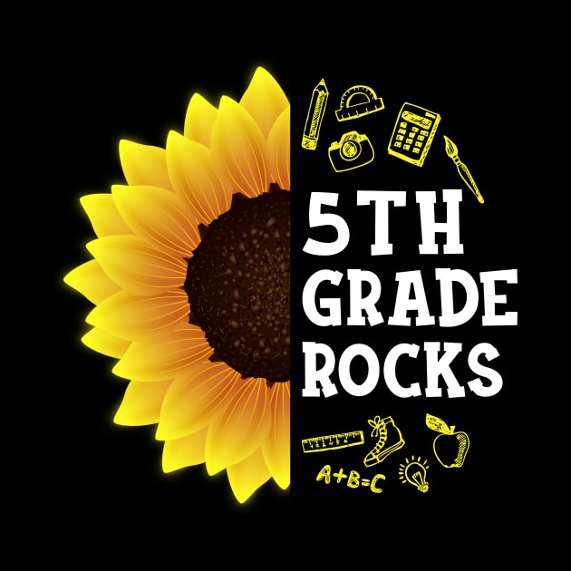 Sunflower 5th Grade Rocks Shirt Teacher Student Kid Back To School by hardyhtud