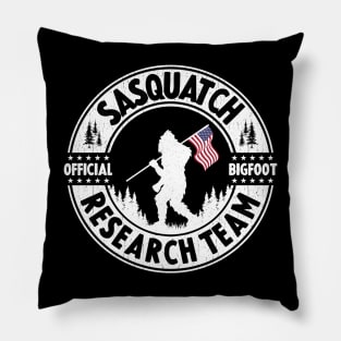 Bigfoot Research Team Sasquatch American Fkag Pillow