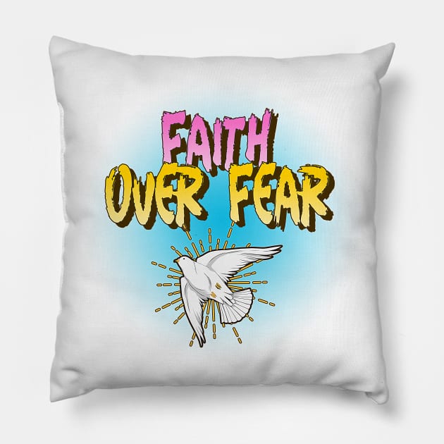 Faith over FEAR (flying white dove) Pillow by PersianFMts