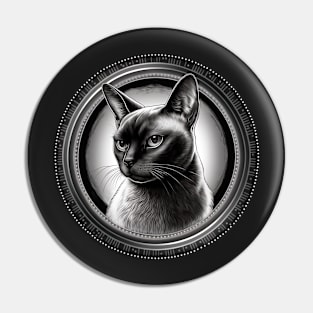 Cute Black and white Burmese cat Pin