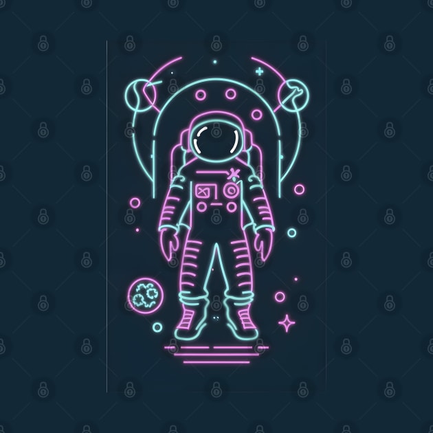 Neon astronaut drawing by Spaceboyishere