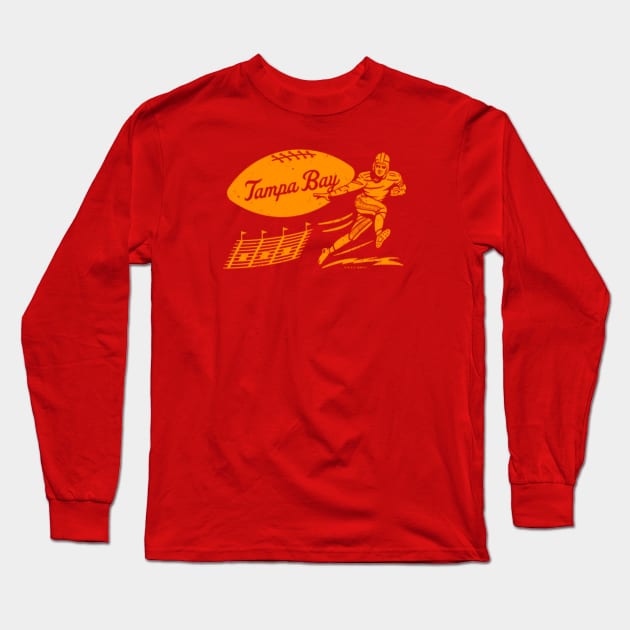 deadmansupplyco Vintage Football - Tampa Bay Buccaneers (Orange Tampa Bay Wordmark) Long Sleeve T-Shirt