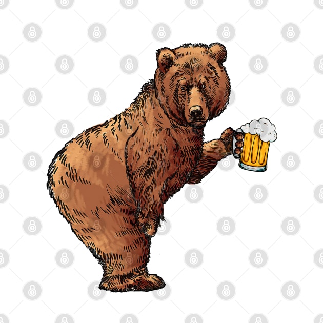 Bear Drink Beer by Sunset beach lover