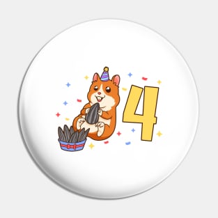 I am 4 with hamster - kids birthday 4 years old Pin