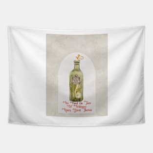 Henry David Throreau Nature Quote Gold Butterfly Green Vintage Bottle Tapestry