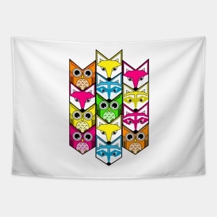 woodland chevron creatures in neon colors Tapestry