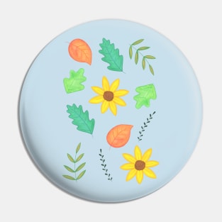 Autumn pattern with leaves and sunflowers Pin