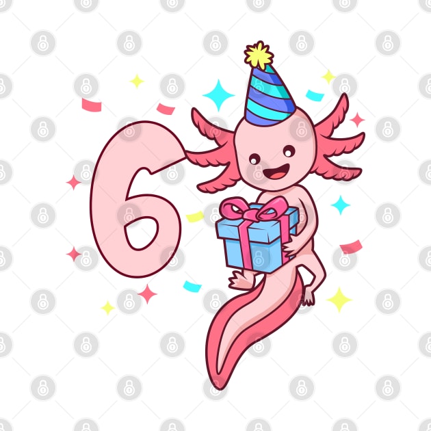 I am 6 with axolotl - girl birthday 6 years old by Modern Medieval Design