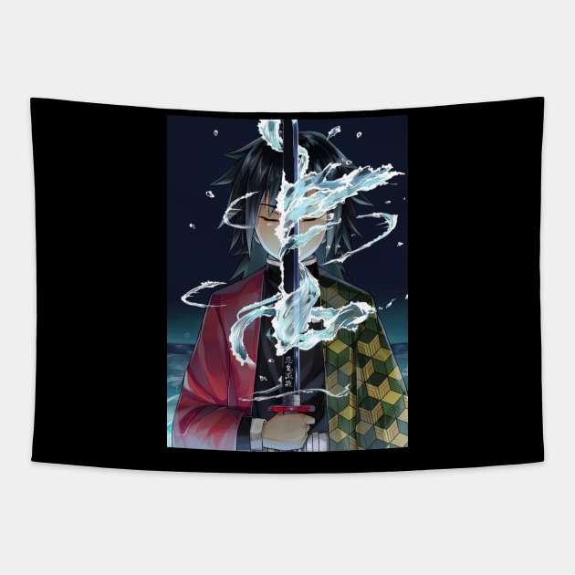 Water Breath Sword Giyu Tapestry by Valoka