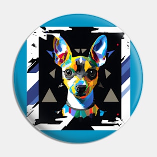 Rat Terrier Puppy Geometric Artwork Pin