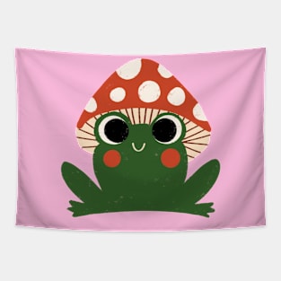 Cute kawaii Frog with Mushroom Tapestry