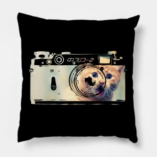 Cute Cat Retro Camera Pillow