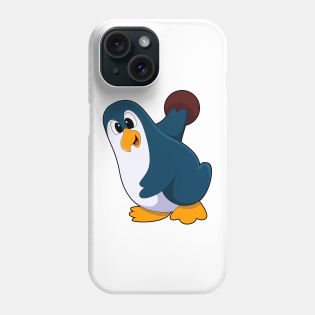 Penguin at Bowling with Bowling ball Phone Case by Markus Schnabel