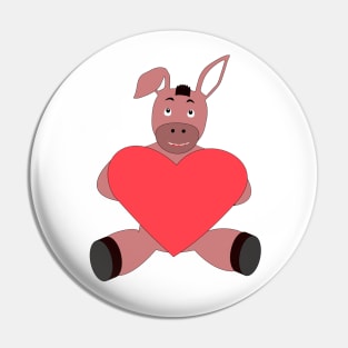 Cute donkey holding heart shape Pin