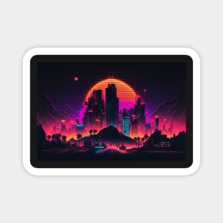 Neon Nights: A Synthwave Sunrise Magnet