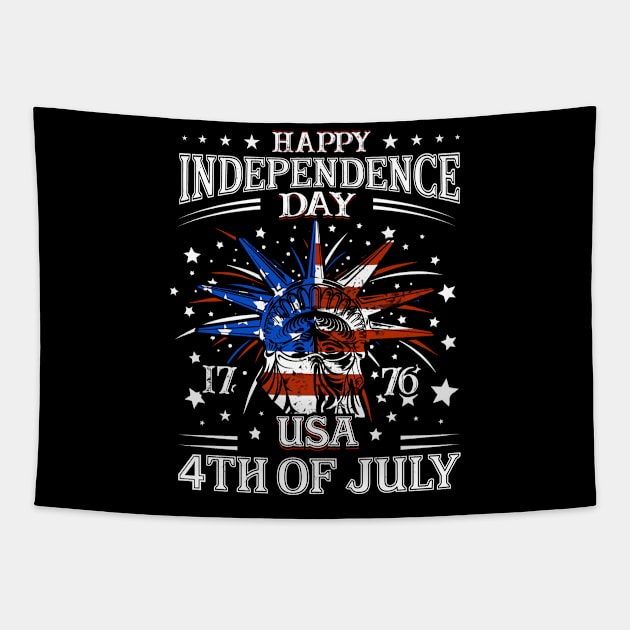 Happy 4 July Day Independence Memorial Day T-Shirt Tapestry by Upswipe.de