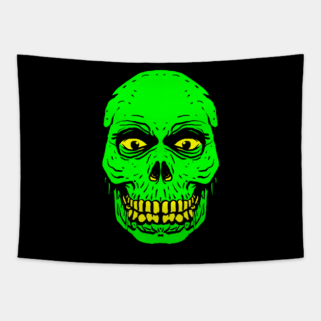 Green Skull Head Tapestry by DeathAnarchy