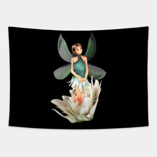 Virgo woman girl fairy faerie elf standing in lily Tapestry