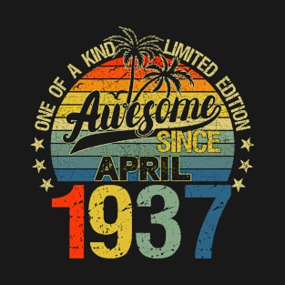 Vintage 85 Years Old April 1937 Decorations 85th Birthday T-Shirt