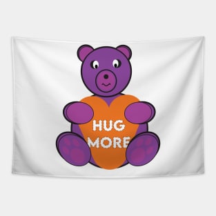 Hug More Purple Teddy Bear Tapestry