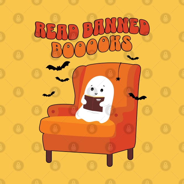 Read Banned Books Cute Kawaii Halloween Ghost by PUFFYP