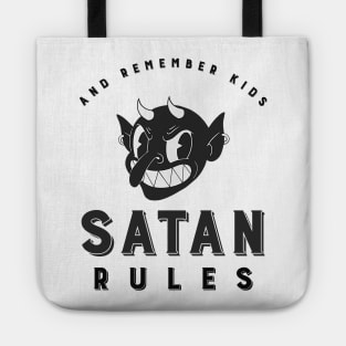 Funny Vintage "And Remember Kids, Satan Rules" Cartoon Devil Tote
