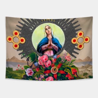 monstrance santa maria and flowers Tapestry