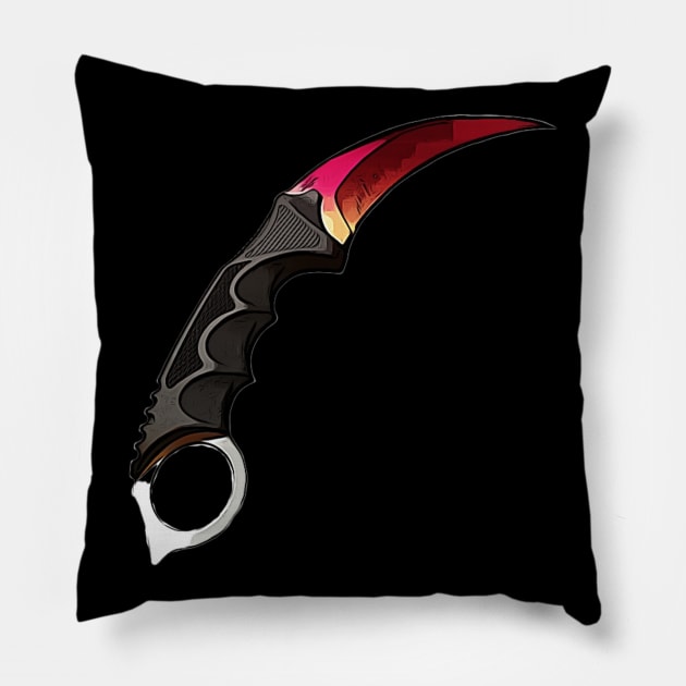 Karambit fade drawing a csgo knife skin Pillow by Guntah