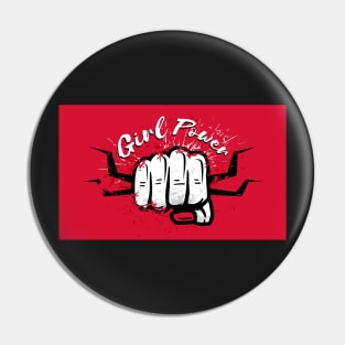 Girl Power Red White Black Social Distancing FaceMask for Fierce Strong Women Pin