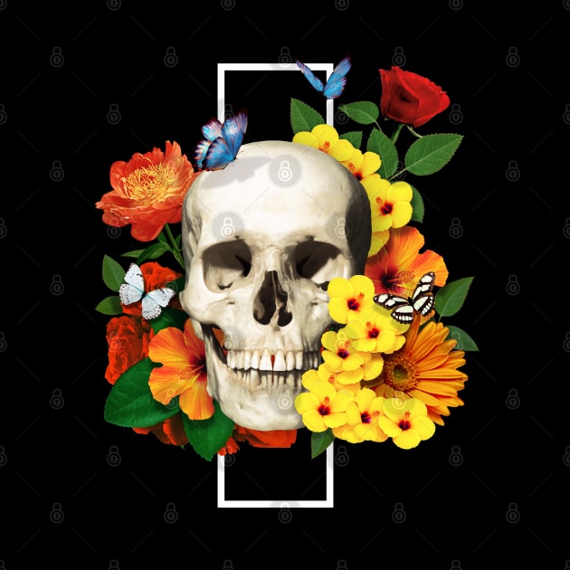 Vibrant Flowery Skull - Flowery Bones Series by Juka