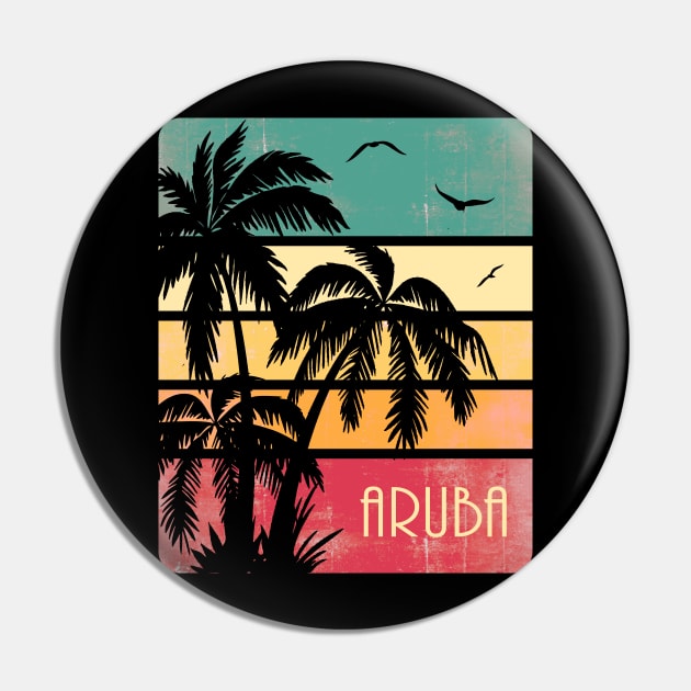 Aruba Vintage Sunset Pin by Nerd_art
