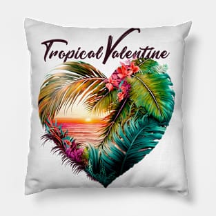 Tropical Valentine No. 3: Valentine's Day in Paradise Pillow