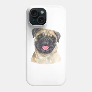 Fawn Pug Watercolor Art Phone Case