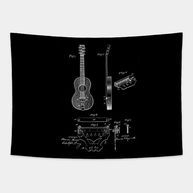 adjustable tail piece for guitar Vintage Patent Drawing Tapestry by TheYoungDesigns