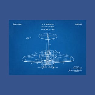 Military Airplane - 1939 Burnelli Patent Drawing - A T-Shirt