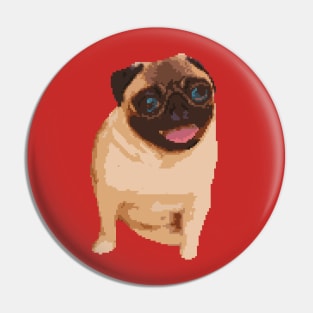 a sitting Pug dog pixel art Pin