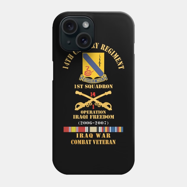 Army - 14th Cavalry Regiment w Cav Br - 1st Squadron - OIF - 2006–2007 - Red Txt Cbt Vet w IRAQ SVC X 300 Phone Case by twix123844