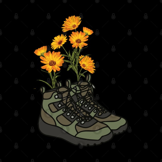 Hiking boots with wildflowers by Chavjo Mir11