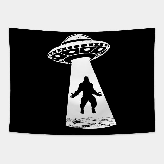 Bigfoot Believer Alien Abduction UFO Sasquatch Folklore Meme Tapestry by Kushteez