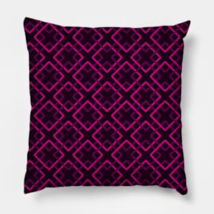 Geometric violet and magenta diamonds and squares repetion set Pillow