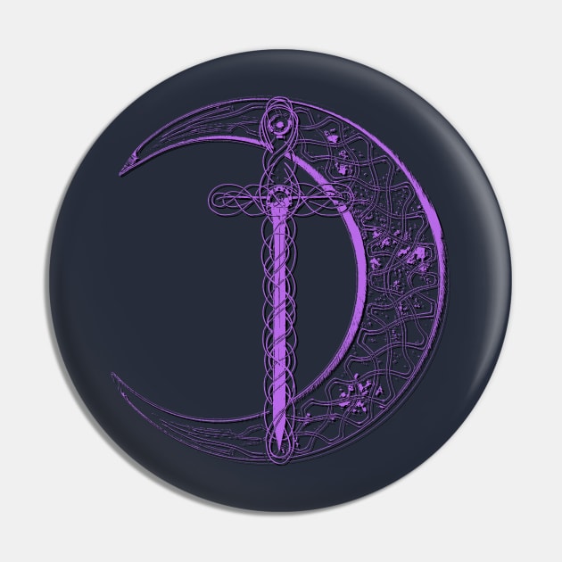 Purple Celtic Moon and Sword Pin by Packrat