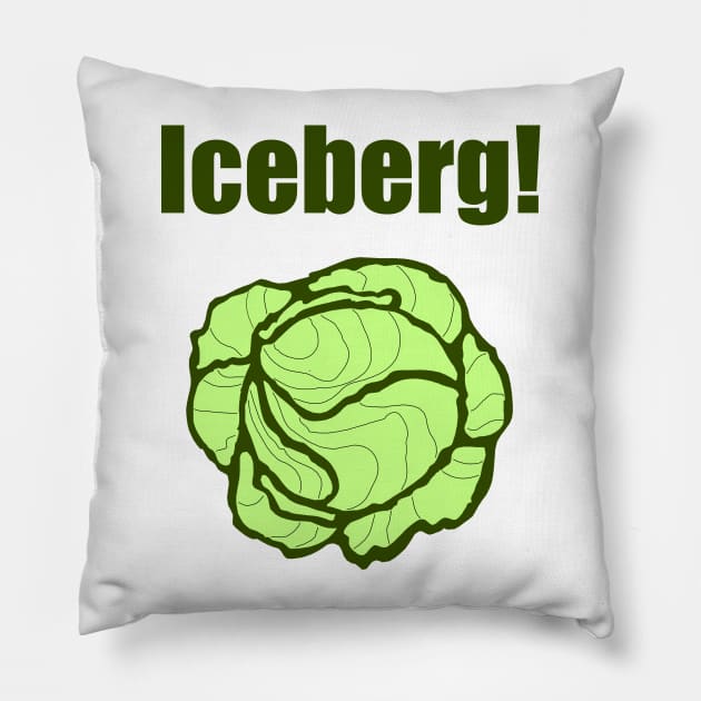 Iceberg Lettuce Head Warning Funny Vegetarian Joke Pillow by FlashMac