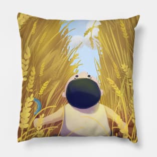 Little Boy In The Field Pillow