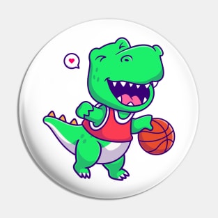 cute dinosaur playing basketball Pin