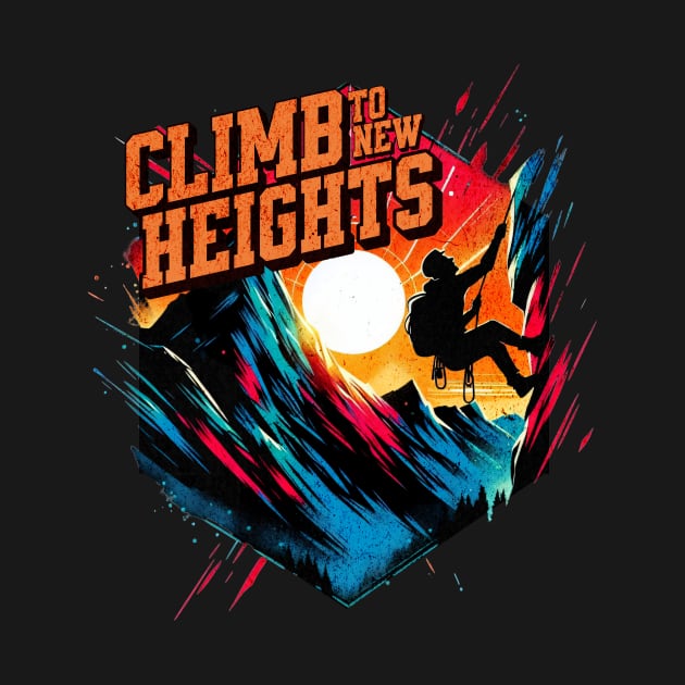 Climb to new Heights Mountain Climber Design by Miami Neon Designs