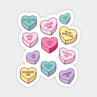 Love Me, Kiss Me, Pleasure Me, Candy Hearts Magnet